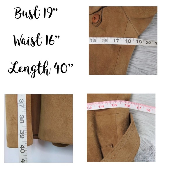 VINTAGE Suede Tan Leathers Trench Coat Swedish x Roetan x Vaca  40 US 10 - Picture 13 of 14